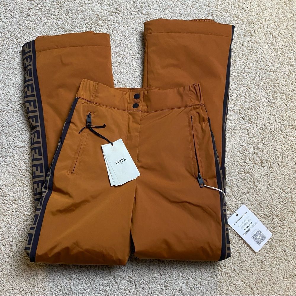 Fendi Ski Tech Pants Trousers OTB Snow Pants Brown Logo NWT Skiwear